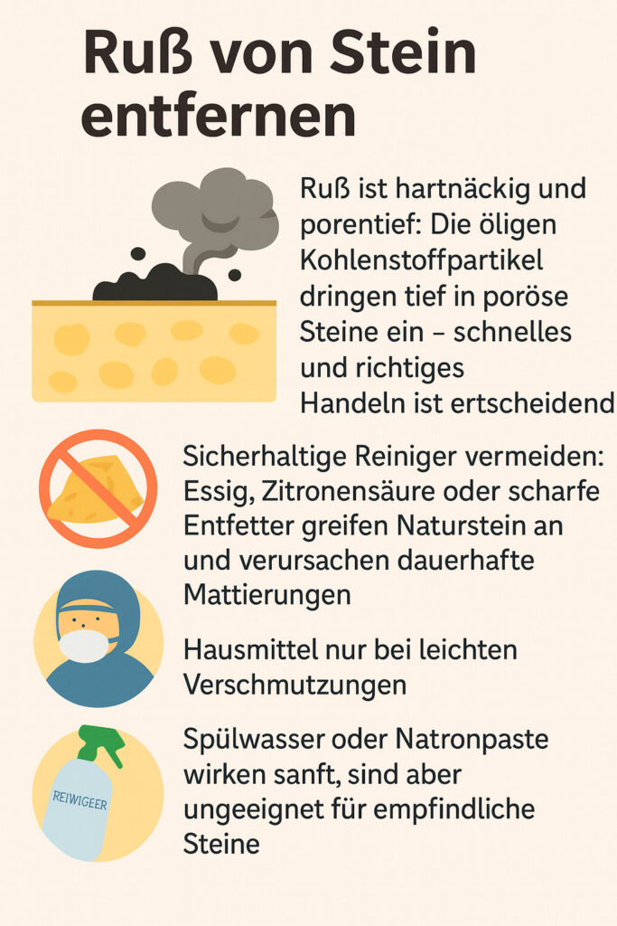 Rußflecken von Steinboden entfernen - Schaubild