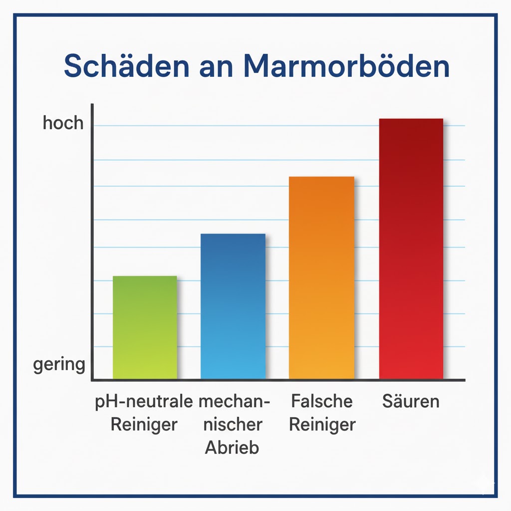 Wie stark wird der Boden beim Reinigen von stumpfen Mamor belastet